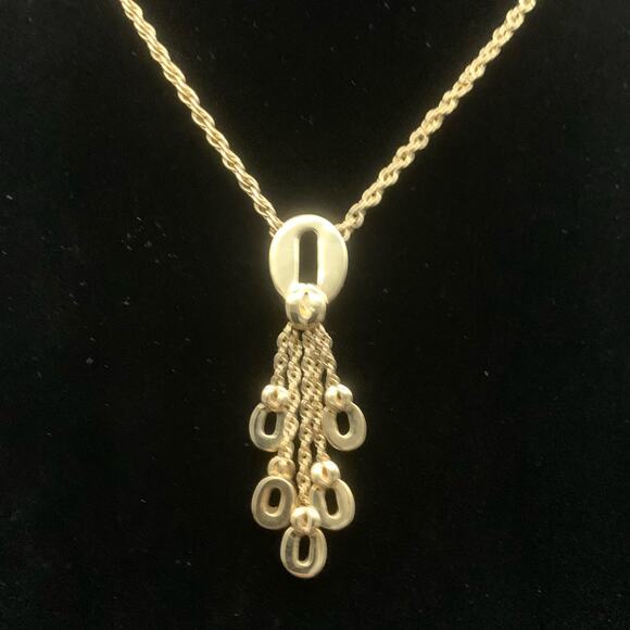 St. John Jewelry - Vintage St. John Gold Plated Dangling Charm Lariat Pendant Necklace Signed